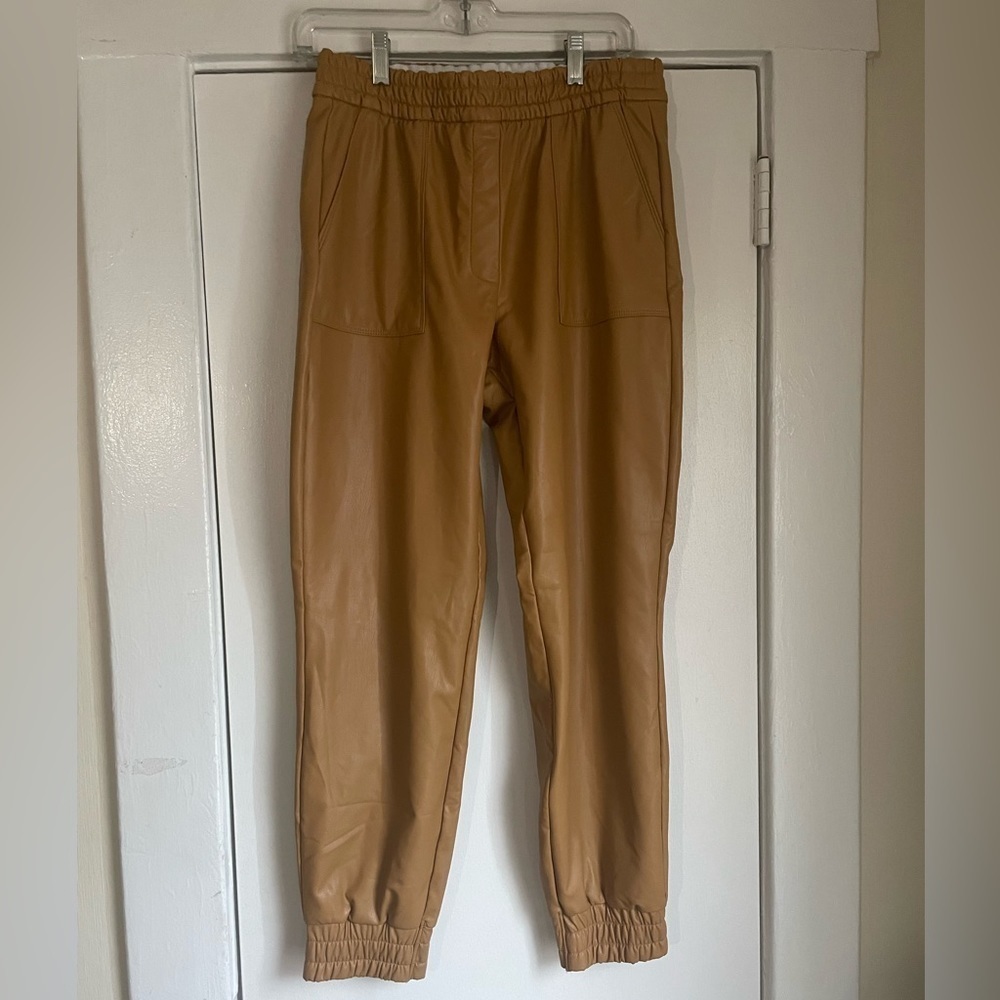 Express camel jogger vegan leather pants size small
